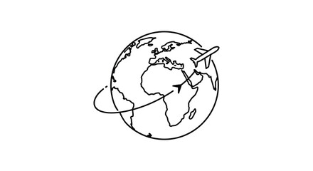 Airplane Flying Around the World Globe International Travel and Tourism Concept