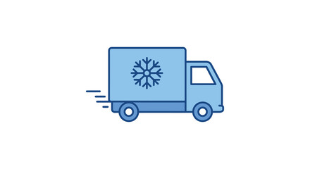 Refrigerated Truck Delivering Frozen Goods with Snowflake Symbol on the Side