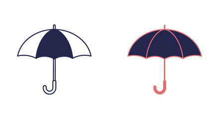 Two Umbrella Illustrations in Minimalist Style One with Outline and One Filled © msunny93