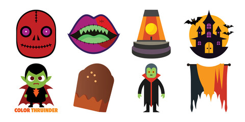 Halloween icons and symbols set with  and spooky elements