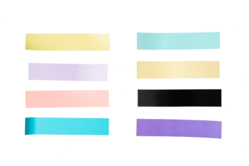 set of colorful sticky notes paper stripes pieces isolated on white or transparent png