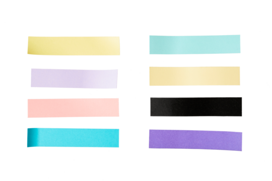 set of colorful sticky notes paper stripes pieces isolated on white or transparent png