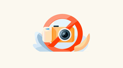Fototapeta premium Prohibited use of camera sign in flat design style 