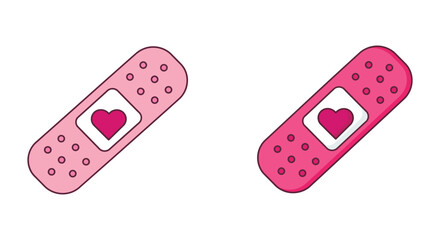 Two pink band aids with heart shapes for love and healing