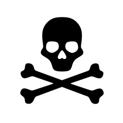 skull icon with crossed bones on a white background