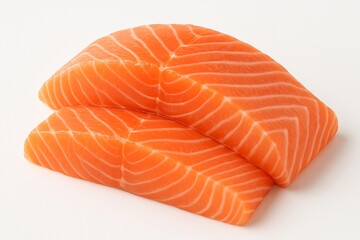 Two raw salmon fillets isolated on white background