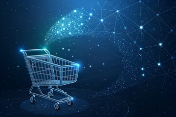 Digital E-commerce Network, Futuristic Shopping Cart
