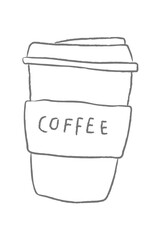 Disposable coffee cup doodle style illustration