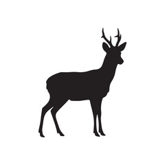 Fototapeta premium Roe deer silhouette vector flat Icon illustration on white background