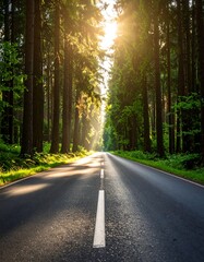 Obraz premium Sunlit forest road