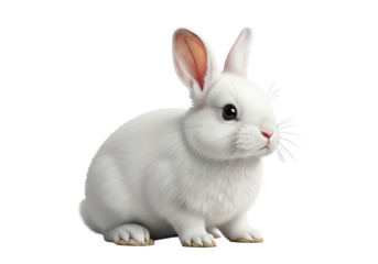 Close-up of a fluffy white rabbit.