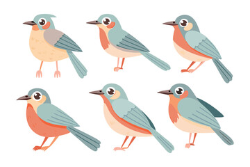 Colorful Songbirds Collection: A delightful collection of cartoon songbirds showcases a spectrum of vibrant colors and charming poses. It's a perfect addition for any creative projects!