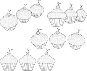 vector illustration of sweet cupcake food design for kids