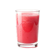Vibrant Red Smoothie in a Glass with Water Droplets.