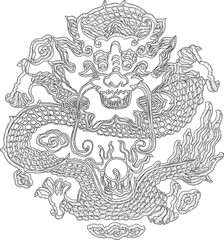 Vector design illustration ornament decoration interior decoration modern minimalist classic dragon vintage ethnic traditional rounded