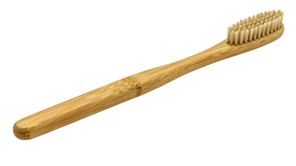 Eco friendly bamboo toothbrush natural biodegradable oral hygiene dental care sustainable zero waste product isolated on transparent background