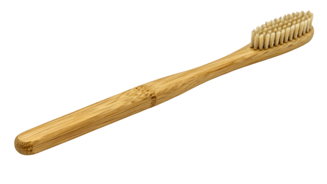 Eco friendly bamboo toothbrush natural biodegradable oral hygiene dental care sustainable zero waste product isolated on transparent background