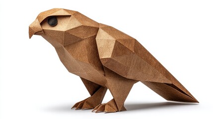 Fototapeta premium Origami falcon diving midair handmade paper animal art in japanese craft streamlined design for nature lovers