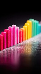 Obraz premium Glittery Rainbow Bars on Dark Reflective Surface