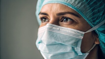 Close-Up Portrait of Healthcare Worker Wearing Protective Mask
