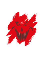 Red spooky face of ghost or vampire