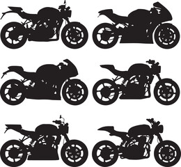 Obraz premium Black motorcycle silhouettes white transportation