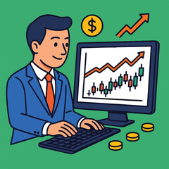a businessman analyzing stock market data.eps