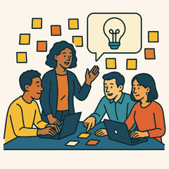 diverse team of people collaborating around a table.eps