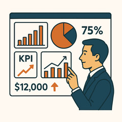 businessman analyzing data dashboard with charts.eps
