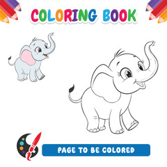 Coloring book for kids, Elephant vector