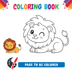 Coloring book for kids, Lion vector