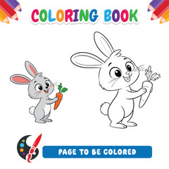 Coloring book for kids, Rabbit vector