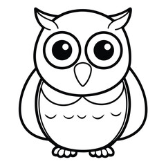 Cute cartoon owl with big eyes and closed eyelids