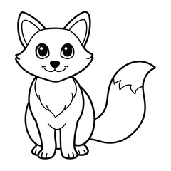 Cute cartoon fox coloring page for children