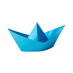 blue paper boat isolated on transparent background png 