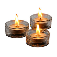 Set of LED tea light candles, isolated on transparent background