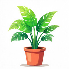 A plant with large green leaves growing in a pot