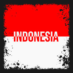 Illustration of the Red and White Indonesian Flag with a grunge concept.