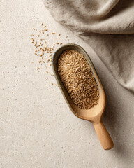 Freekeh grain scoop looks tasty and nutritious in top view angle
