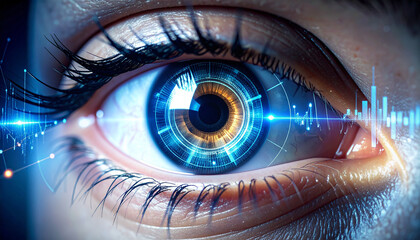 Cyber Eye: An advanced digital eye, showcasing cutting-edge technology, merging the realms of vision and data