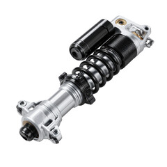 High-tech motorcycle rear shock absorber.  Features adjustable damping and spring