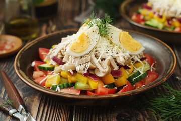 A traditional Bulgarien salad dish - Ovcharska salad	