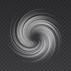 Air whit vortex vector effect isolated on transparent background. Circle wind flow swirl.