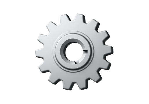 A gray gear wheel against a black background.