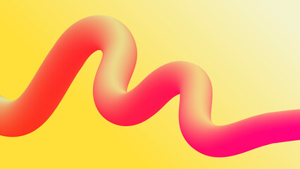 Obraz premium Wavy Red-Pink Ribbon on Yellow Background