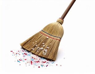 Natural Broom Sweeping Plastic Waste