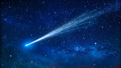 Bright meteor streaking across starry night sky in outer space

