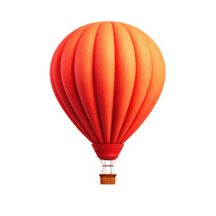 3D rendered hot air balloon, vibrant orange-red
