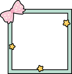 Pastel Photo Frame with Bow and Stars
