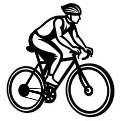 Naklejka premium Minimalist Cyclist Line Art Vector Bike Rider Illustration for Sports Logos, Fitness Posters & Apps